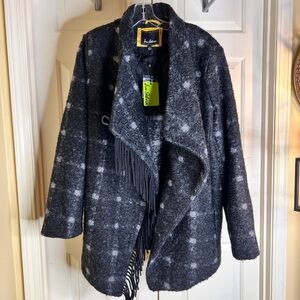 NEW - SAM EDELMAN Asymmetrical Fringe Coat